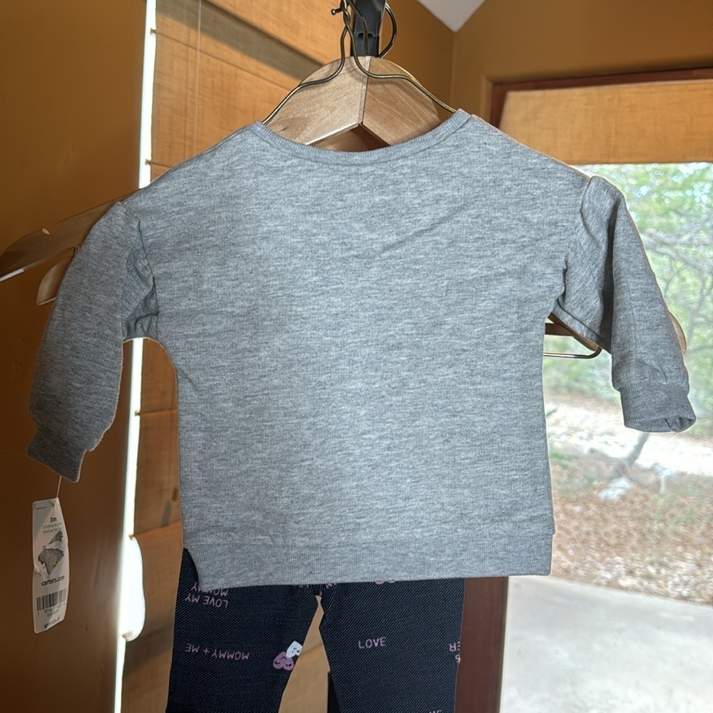 NWT Carter's 2-Piece Mommy Heart Top & Knit Denim Legging Set Size 3 Mths - Picture 6 of 11